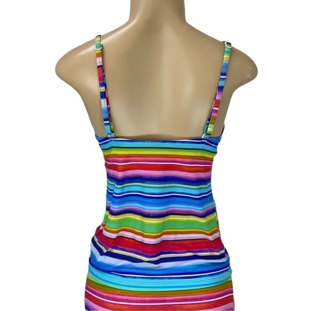 Seafolly two piece Piece tankini Swimsuit bikini set rainbow Stripe 12 / 8 / med